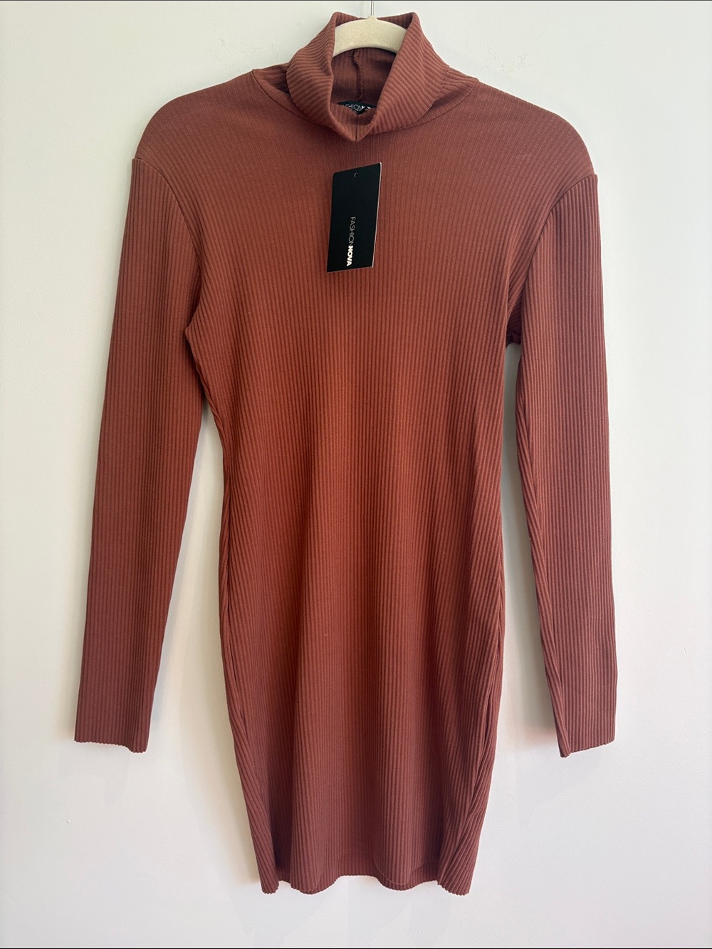 Fashion Nova Savy Heavy Rib Mini Dress – Chocolate – Size M – NWT